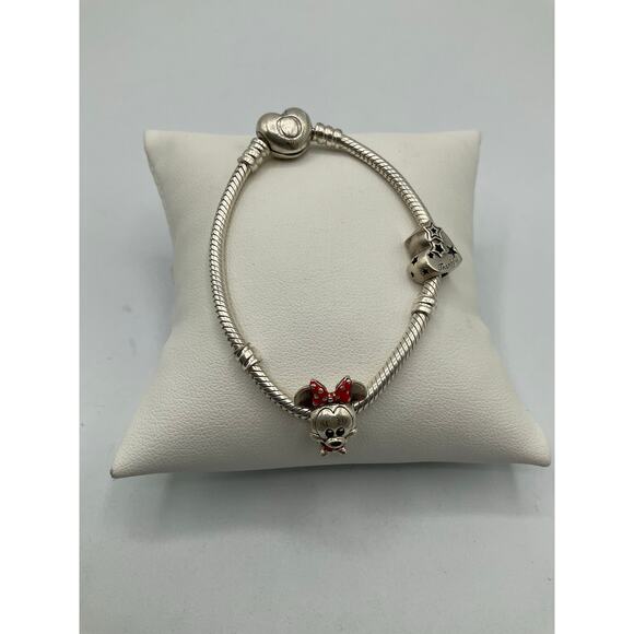 Pandora Charm Bracelet with 2 charms, about 6 inches - Picture 1 of 5
